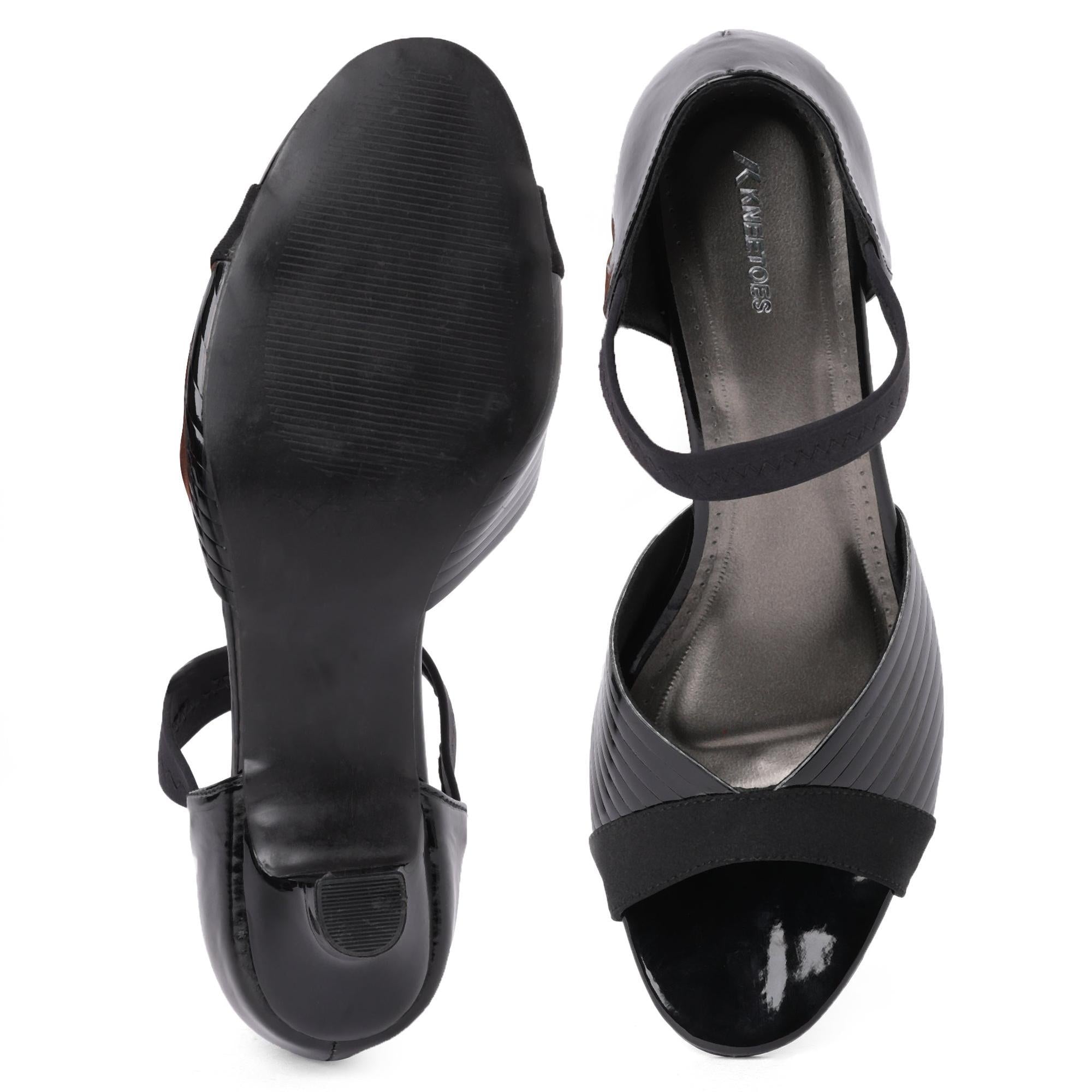 Subtle Black Kitten Heel Sandals