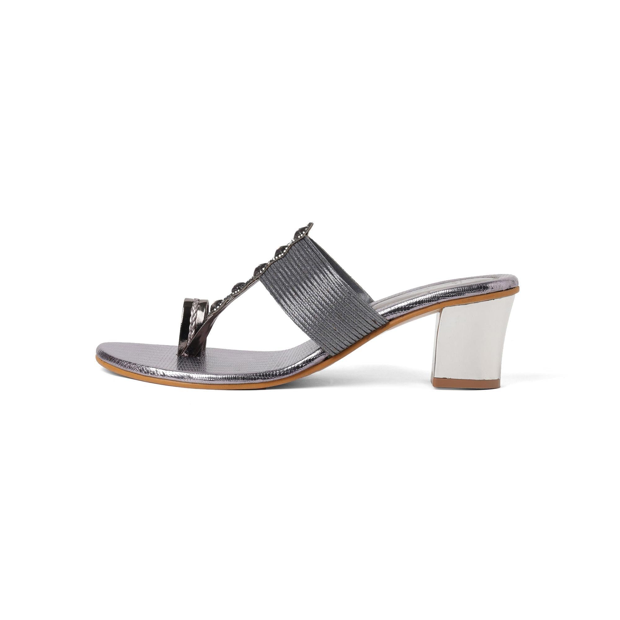 Bold Gem Embellished Metallic One-Toe Sandals
