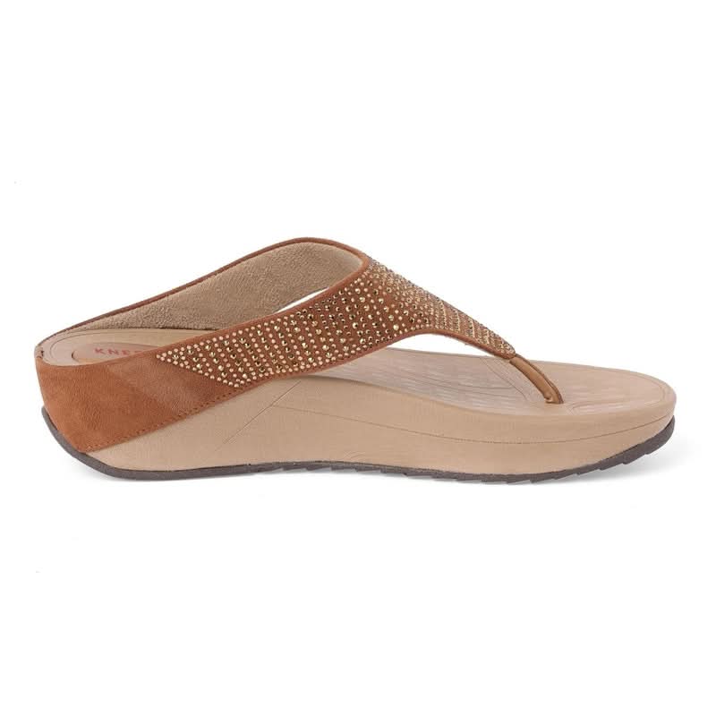 Light-Brown Gleam Glow Casual Thong Sandals