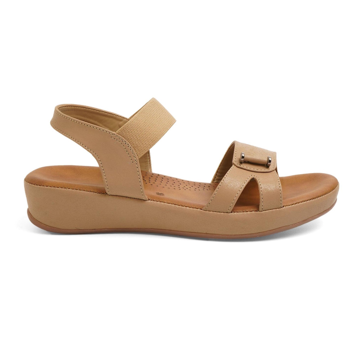 Classic Charm Leather Beige Casual Sandals