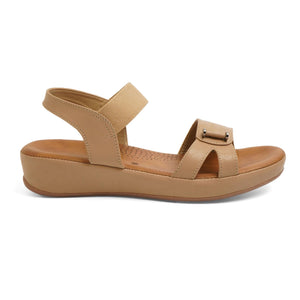 Classic Charm Leather Beige Casual Sandals