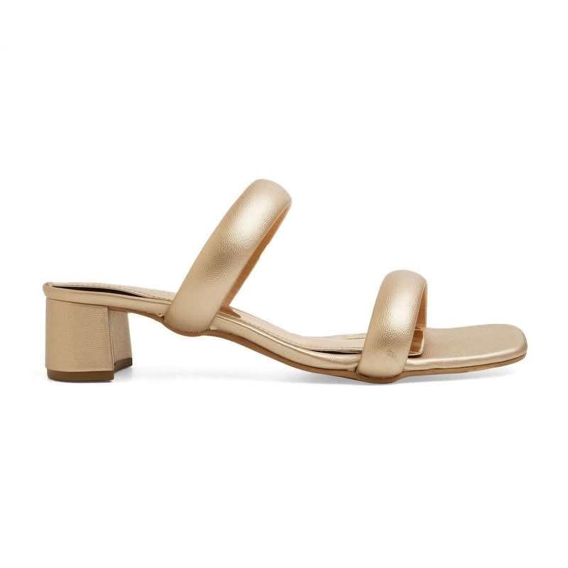 Luxe Shimmer Gold Block Heels