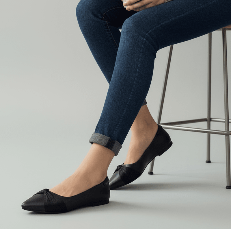Comfortable Black Pointed-Toe Ballerinas