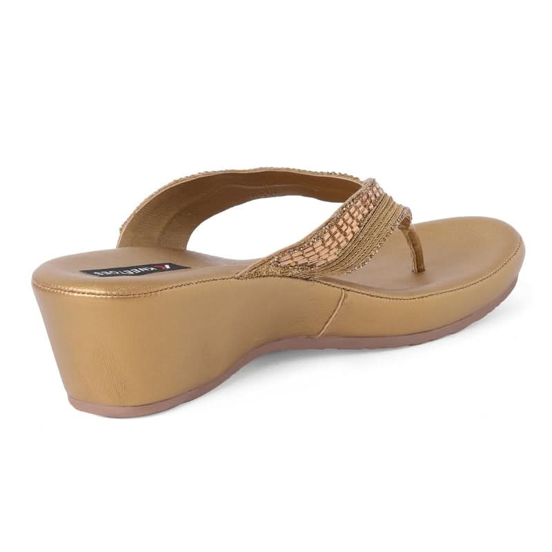 Gemglow Gold Thong Wedge Sandals