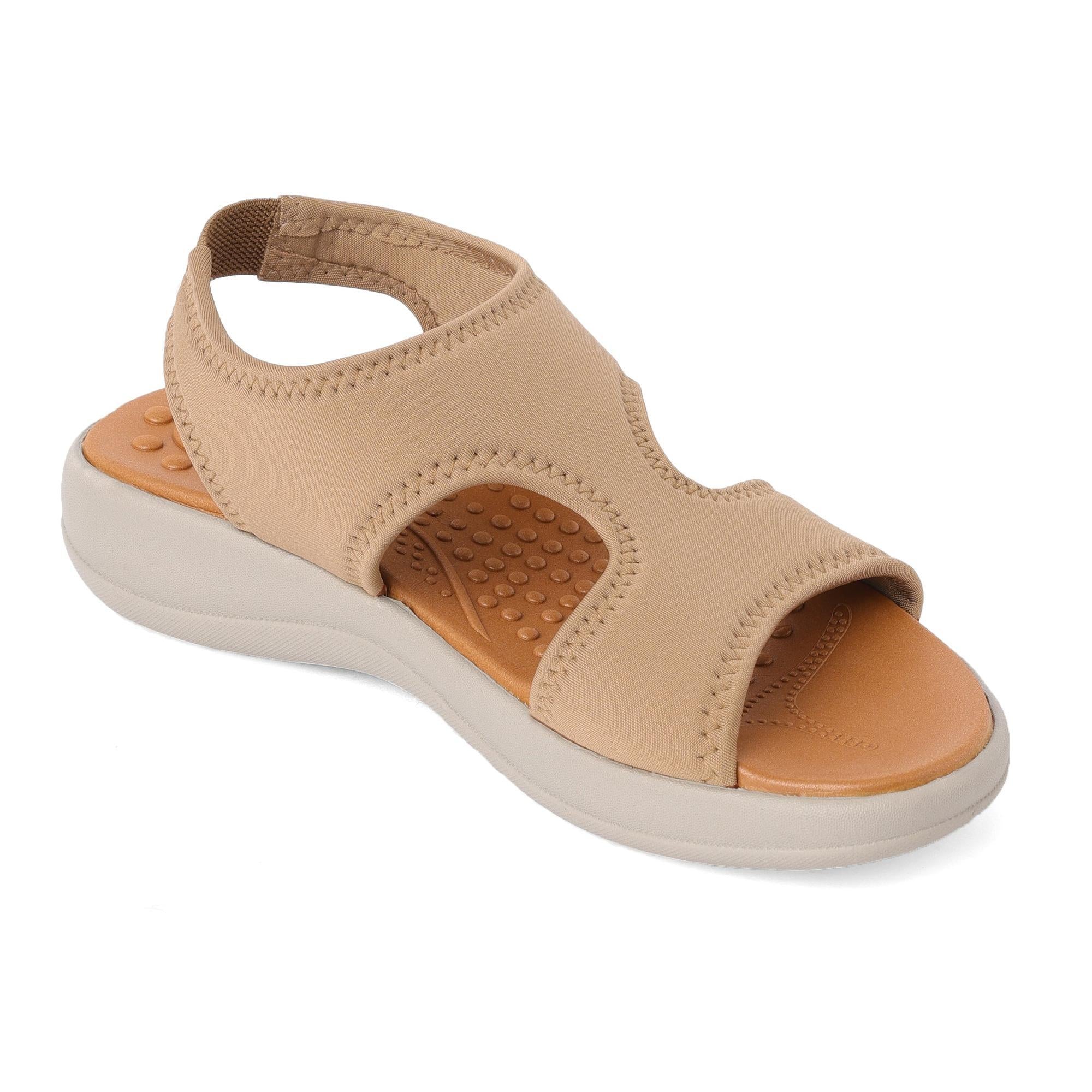 Beige Cut-Out Open-Toe Casual Sandals