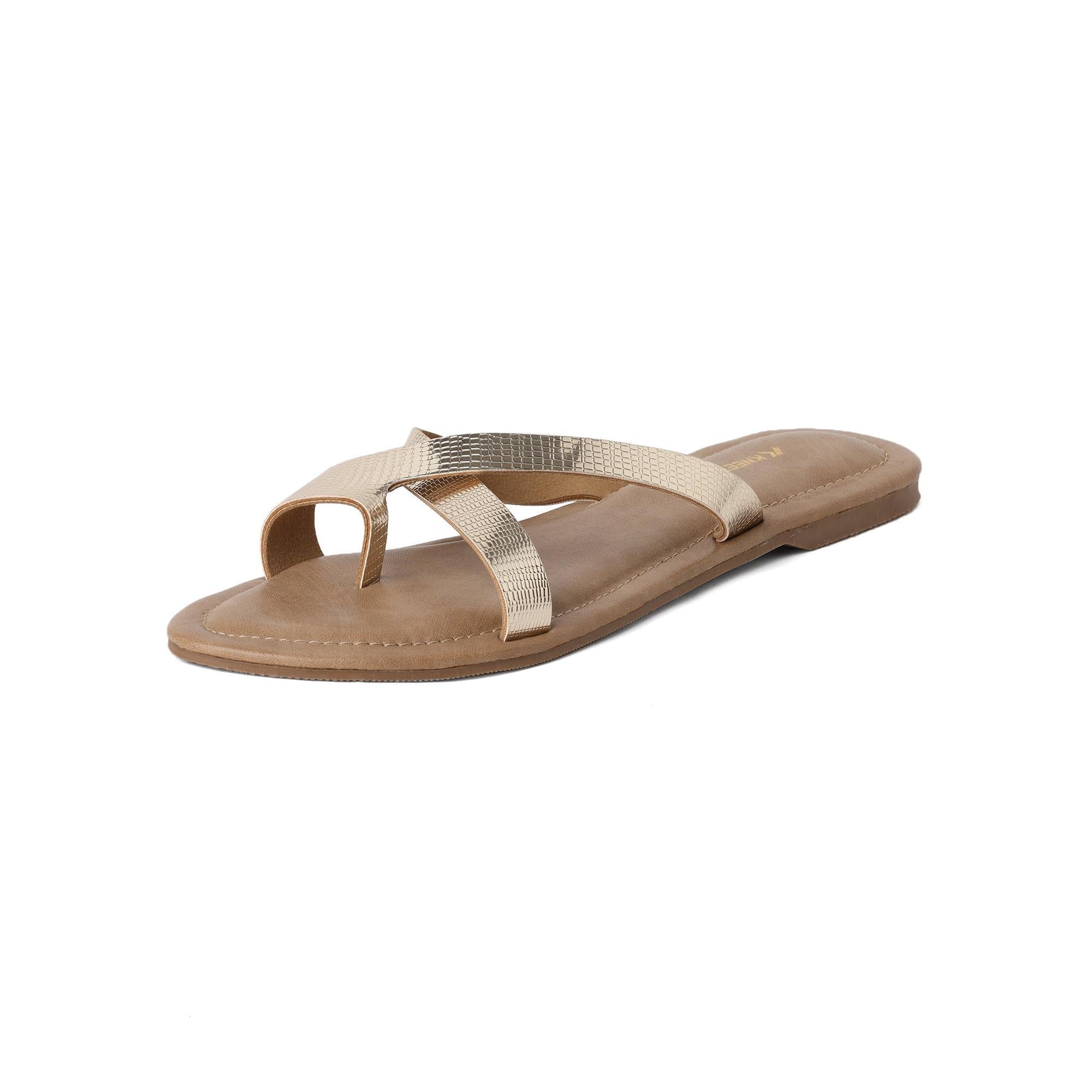 Radiant Gold Criss-Cross One-Toe Sandals