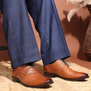 Elite Tan Textured Cap-Toe Oxfords