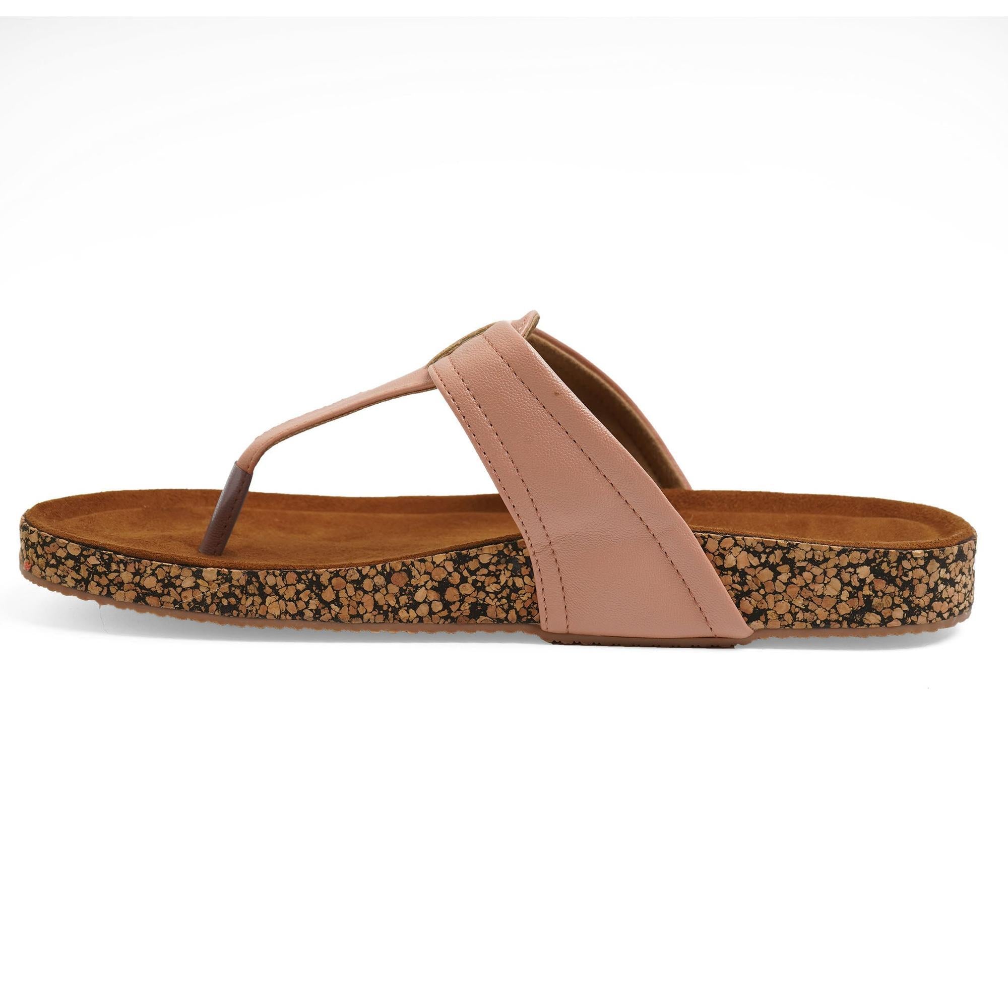 Soft Leather Blush Peach Casual Thong Sandals