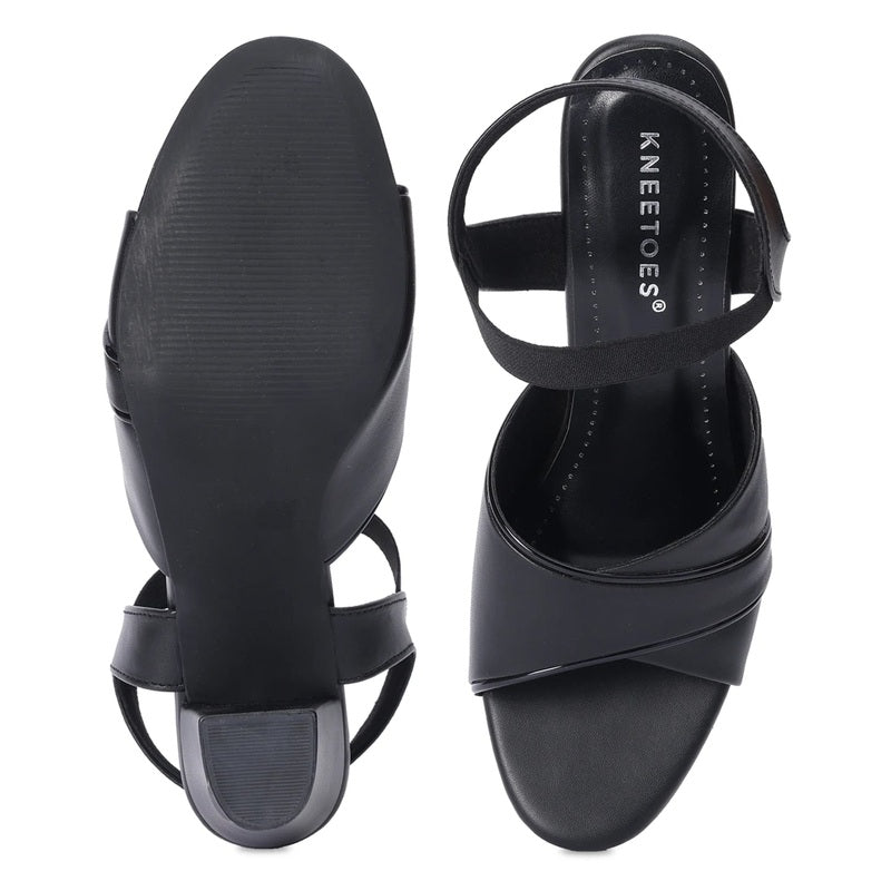 Midnight Black Sleek Block Heel Sandals