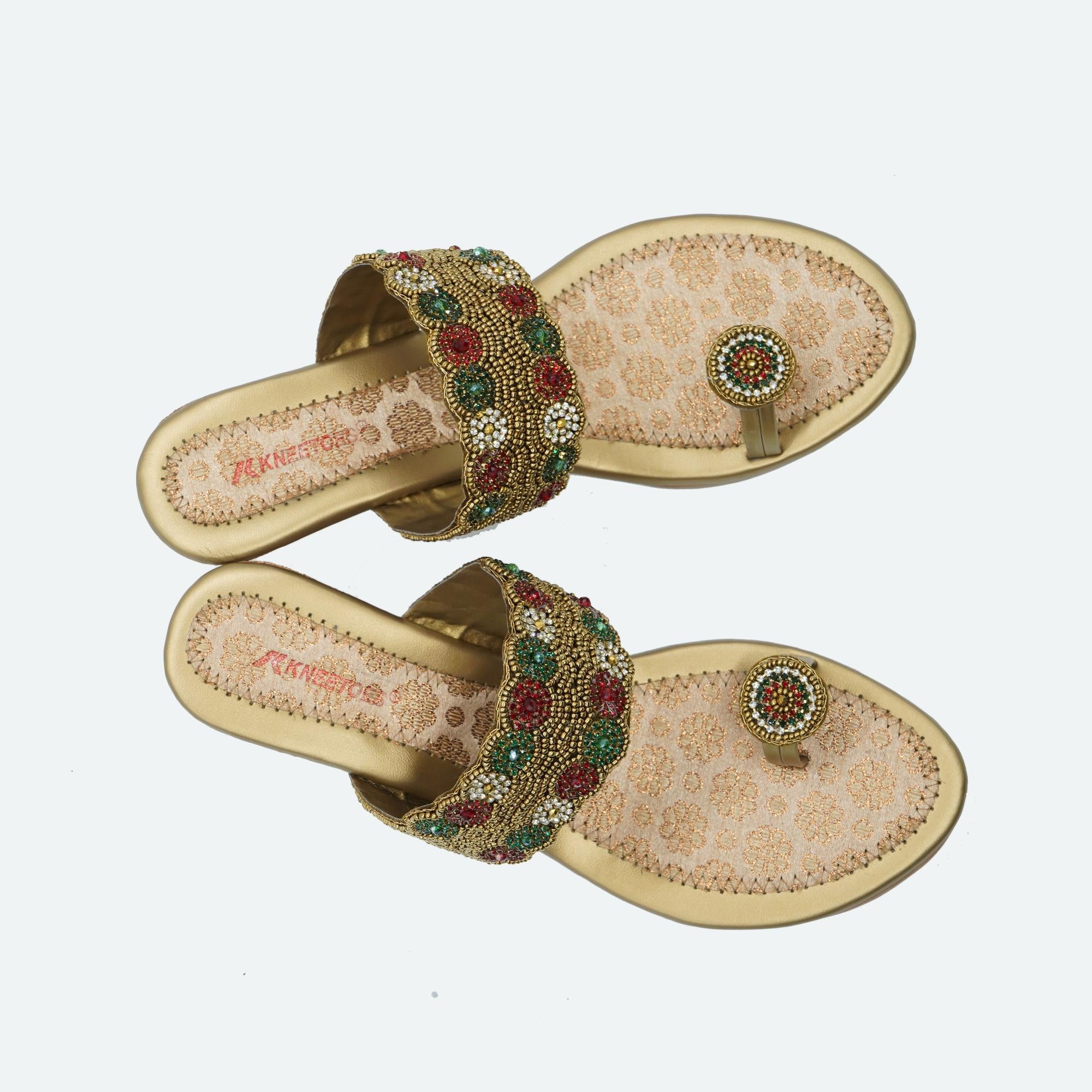Bead Luxe Bronze Wedge Sandals