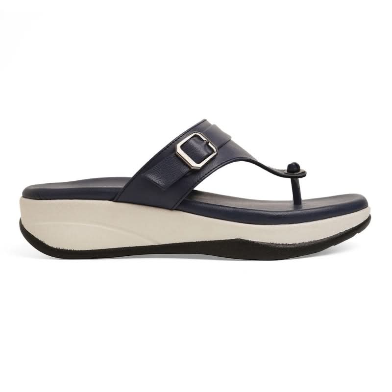 Buckled Navy Thong Casual Sandals