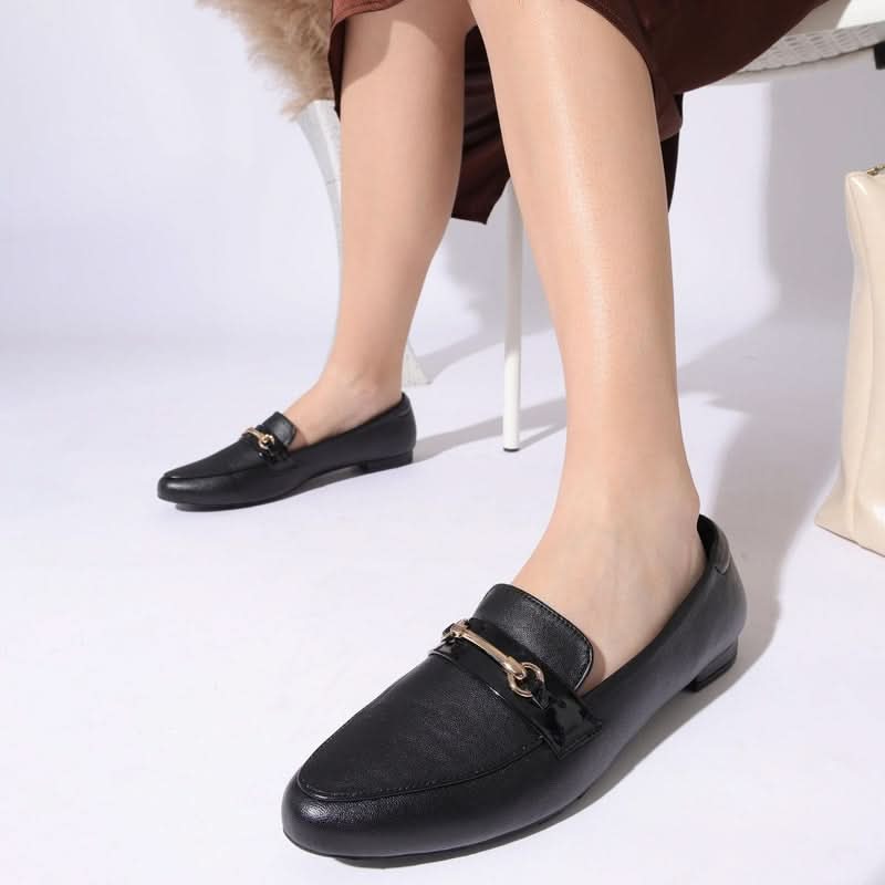 Chained Black Block Heel Loafers