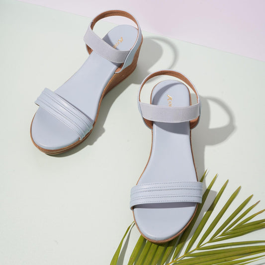 Breezy Light-Blue Casual Wedge Heels