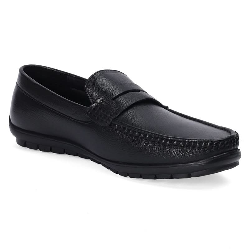 Classic Black Leather Moccasins
