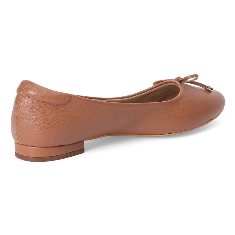 Classic Tan Bow Accent Ballet Flats