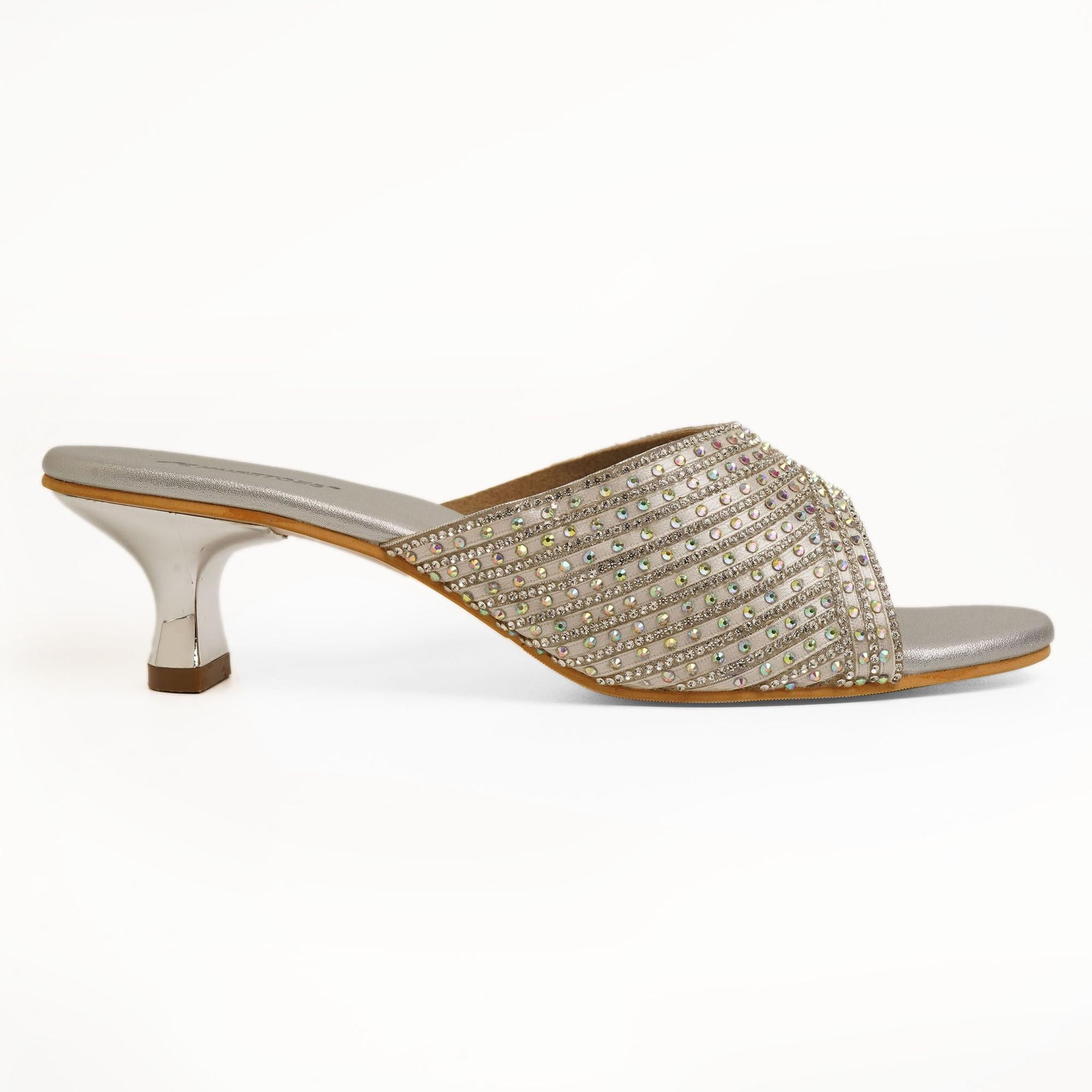 Dazzling Gold Kitten Heel Party Sandals