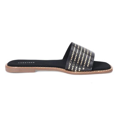 Gold Printed Black Flat Sliders