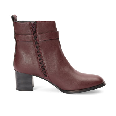 Maroon Block Heel High-Quality Beatle Boots