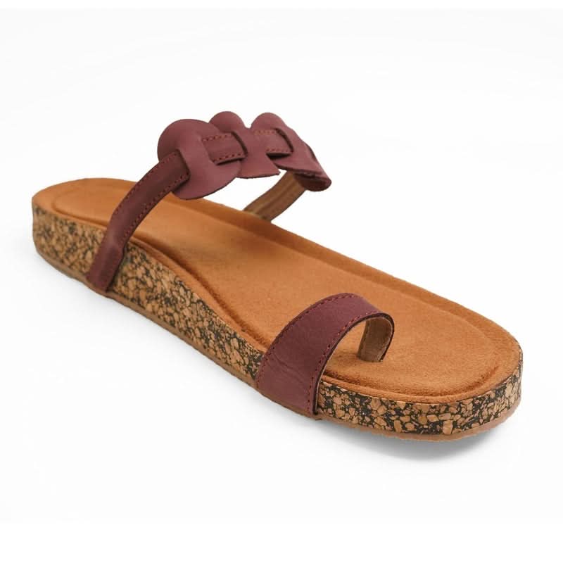 Staple Leather Brown One-Toe Casual Flat Sandals
