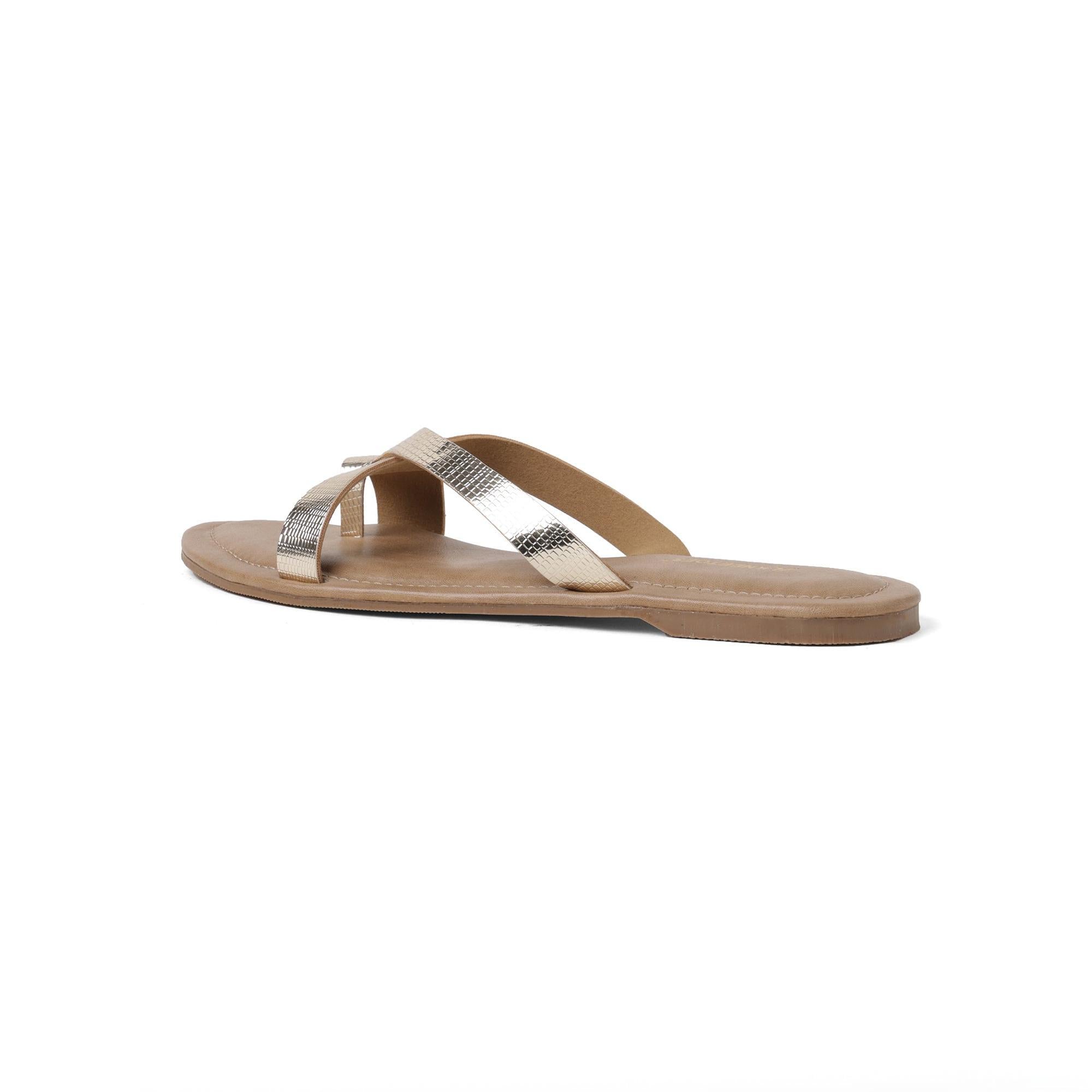 Radiant Gold Criss-Cross One-Toe Sandals