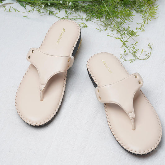 Classic Charm Beige Thong Casual Sandals