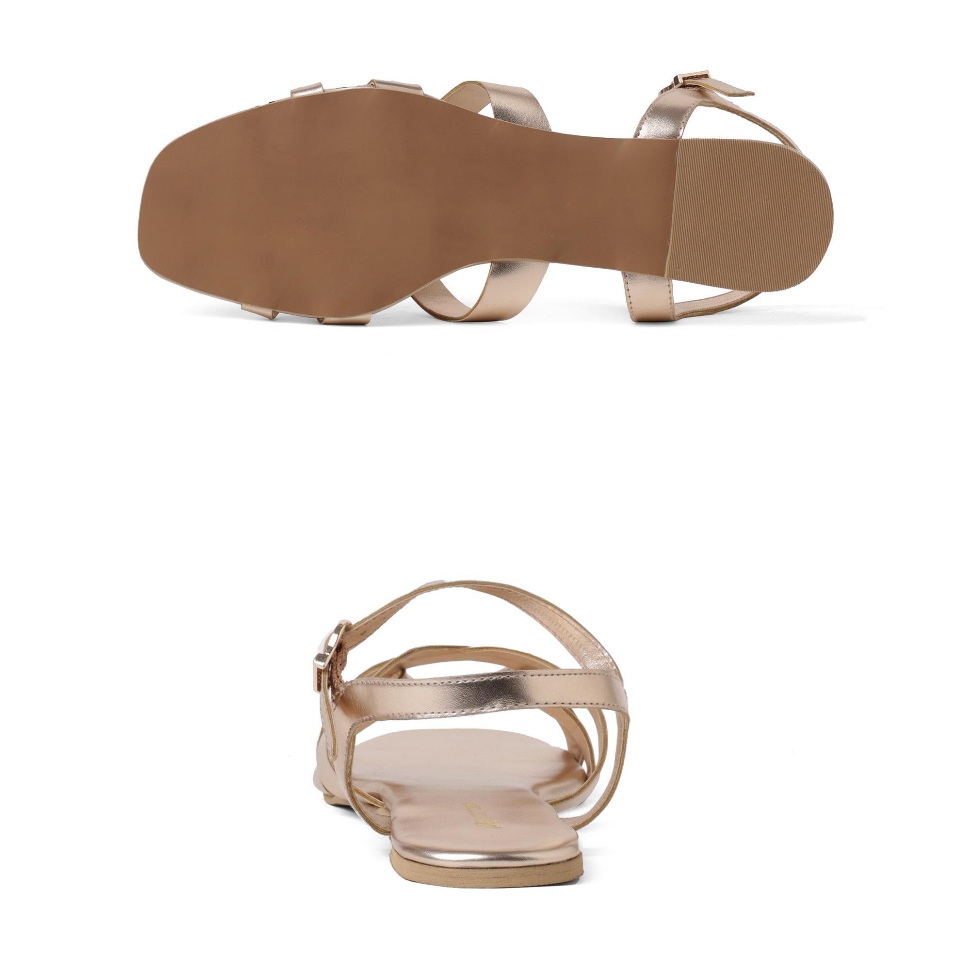 Rose-Gold Shine Pop Multi-Strap Sandals