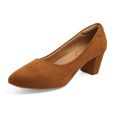 Classic Charm Dark-Brown Block Pumps