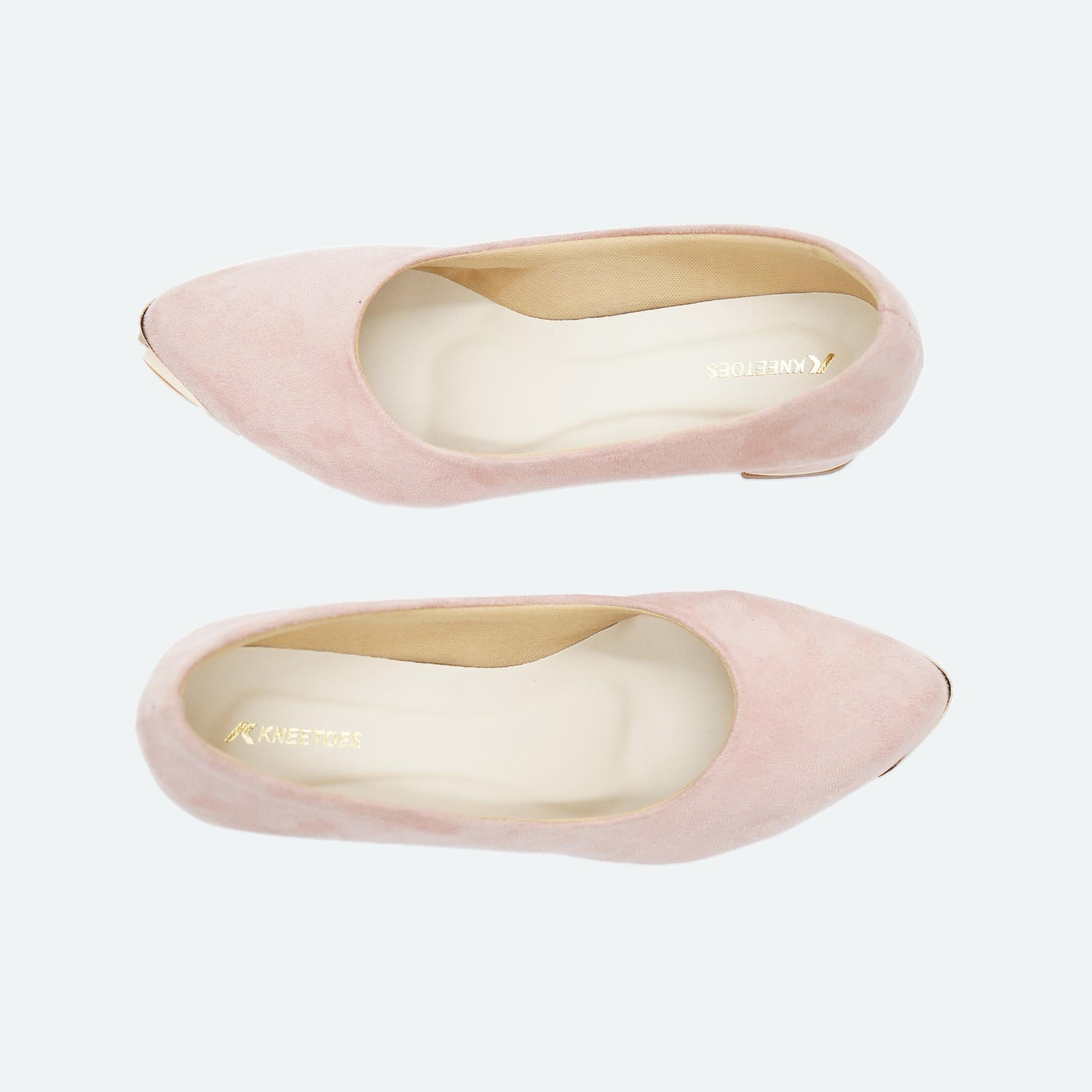Soft Blush Peach Block Heel Pumps