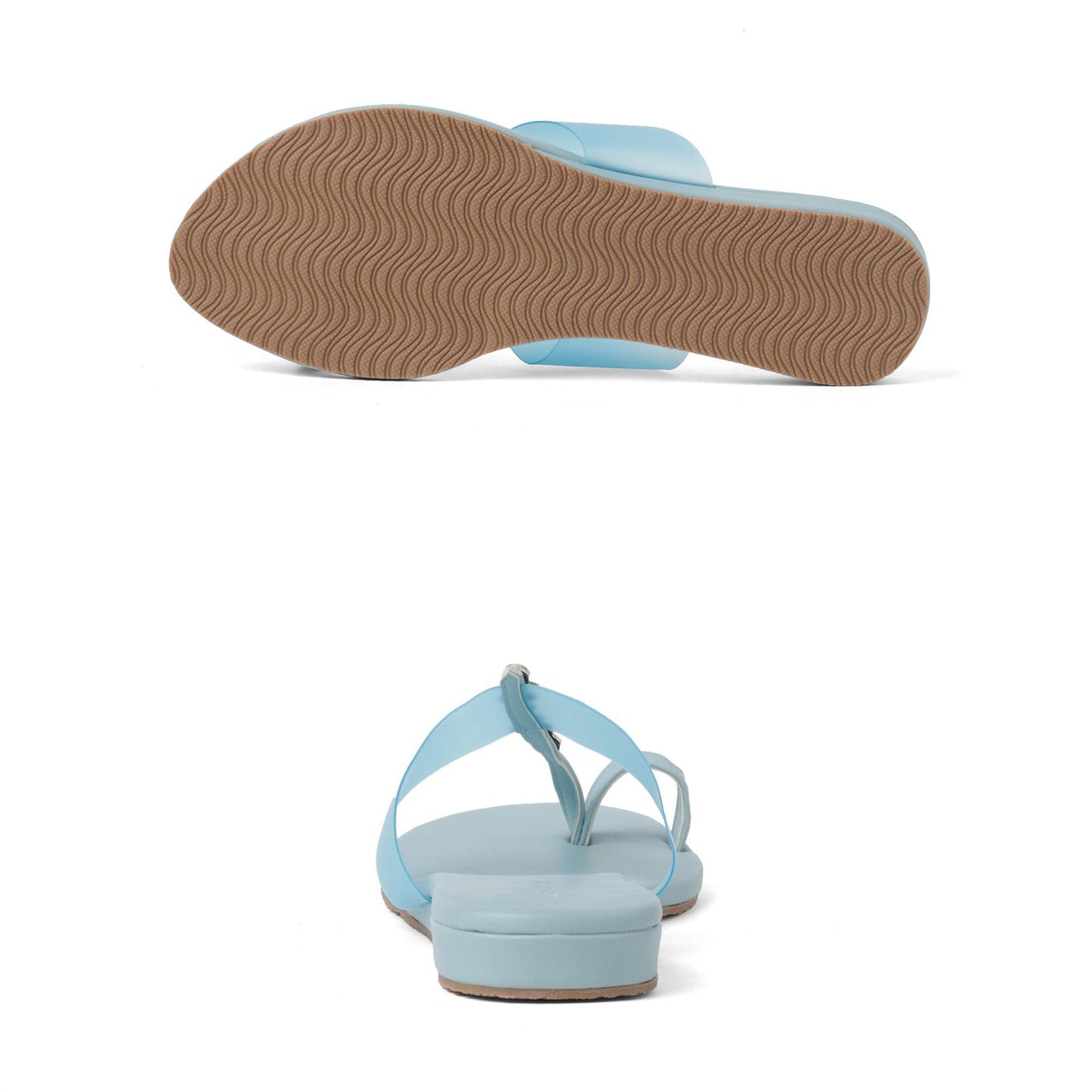 Sparkly Light-Blue Casual One-Toe Sandals
