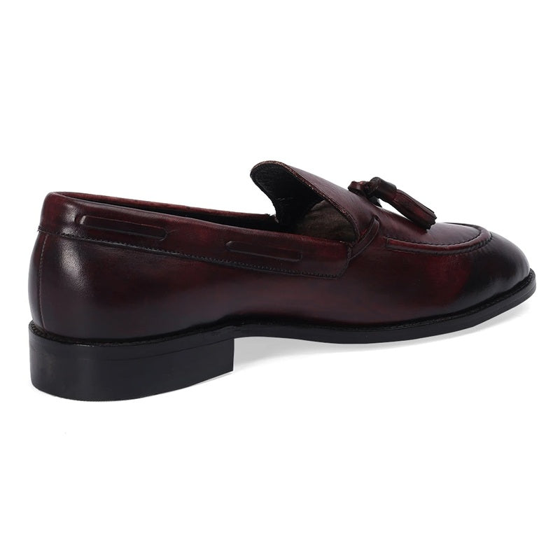 Luxe Burgundy Tassel Slip-On Loafers