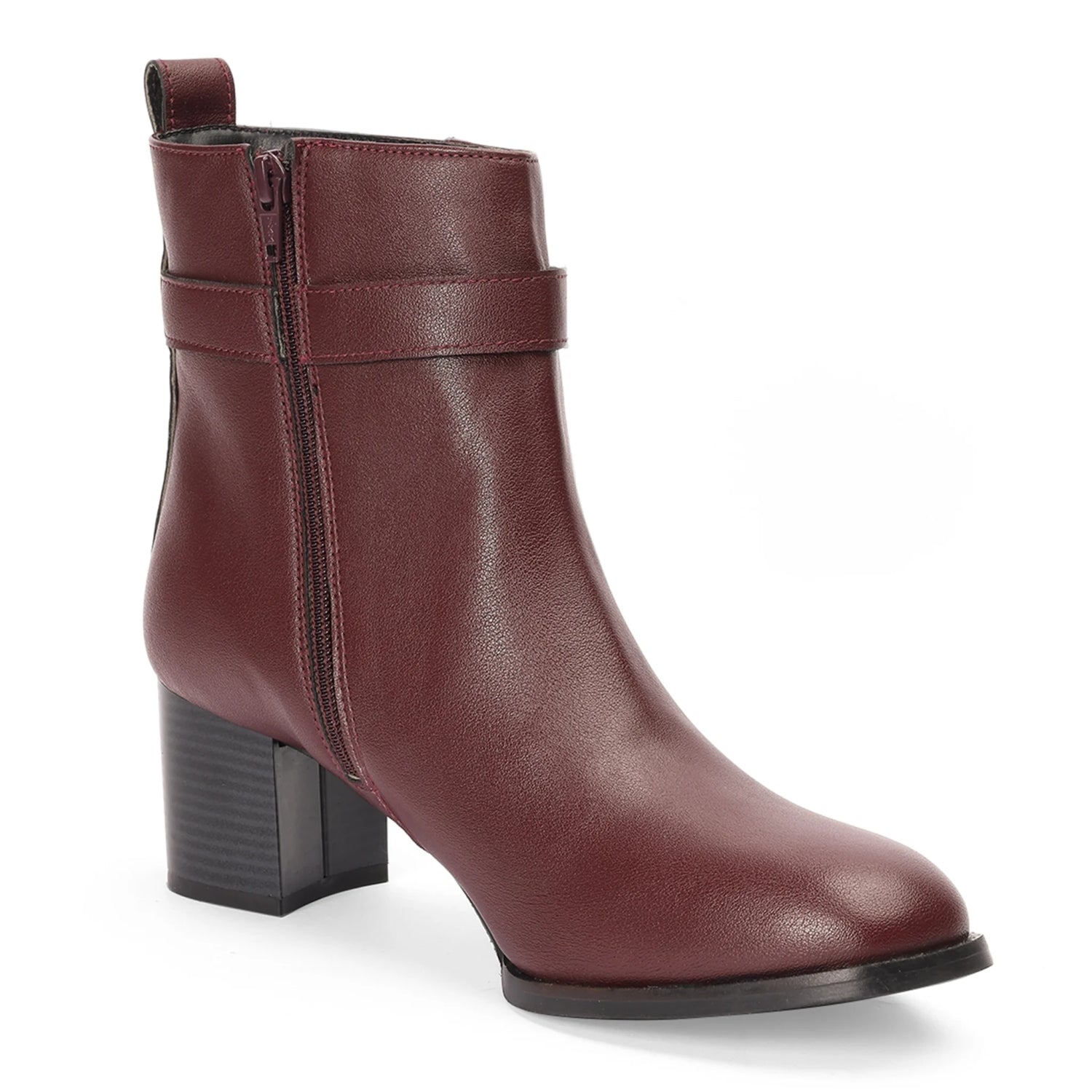 Maroon Block Heel High-Quality Beatle Boots