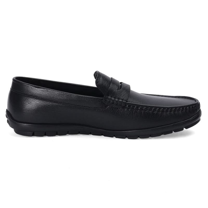 Classic Black Leather Moccasins