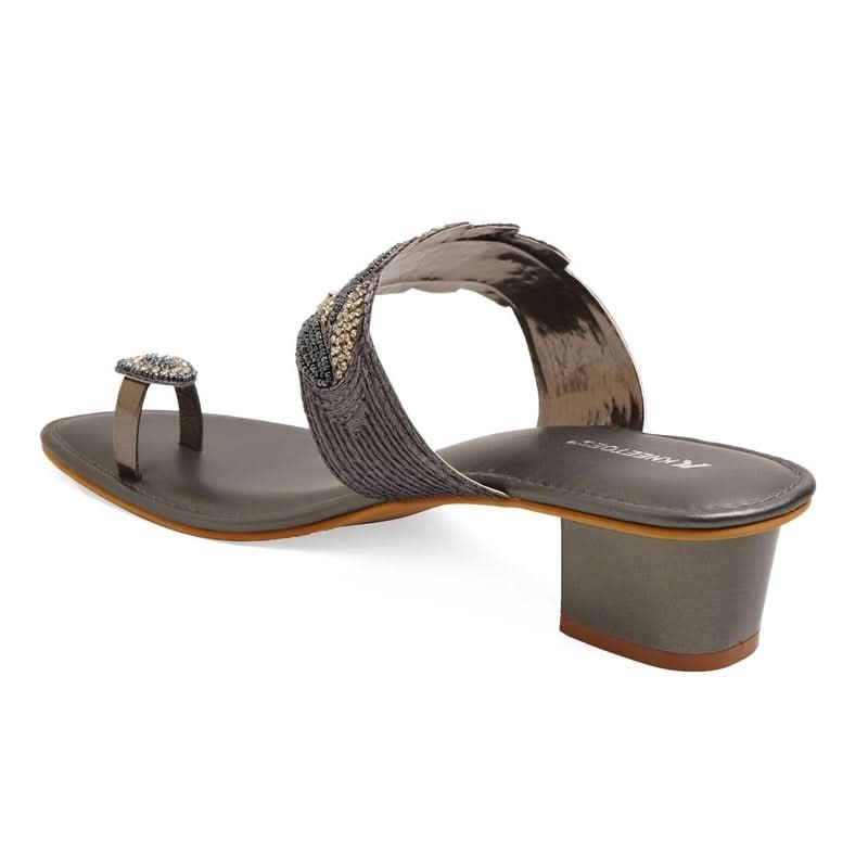 Bead Luxe Grey Block Sandals