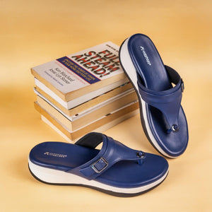 Buckled Navy Thong Casual Sandals