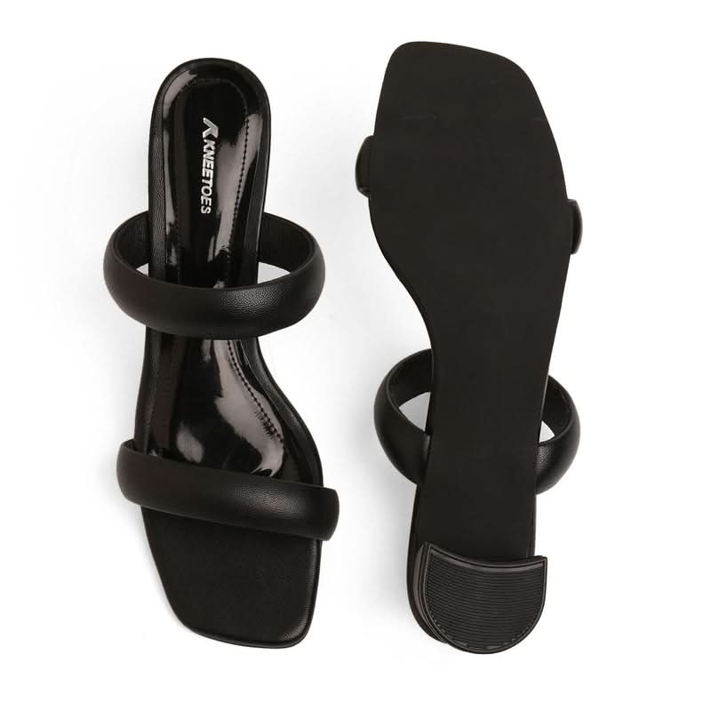 Cushioned Black Block Heels