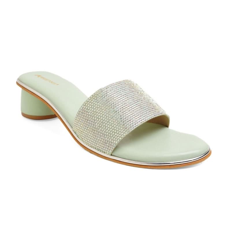 Mint Iridescent Cylindrical Heel Sandals