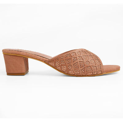Dazzling Stone-work Block Heel Sandals