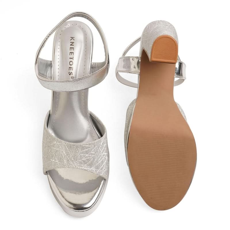 Radiant Silver Block Heel Sandals