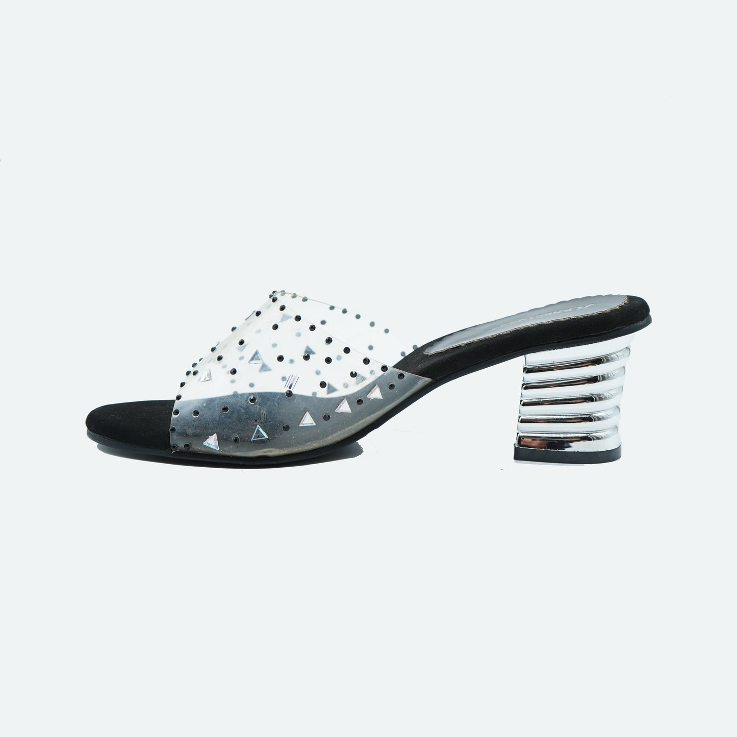 Elegant Transparent Black Slipper featuring Peep toe Design for Party wear