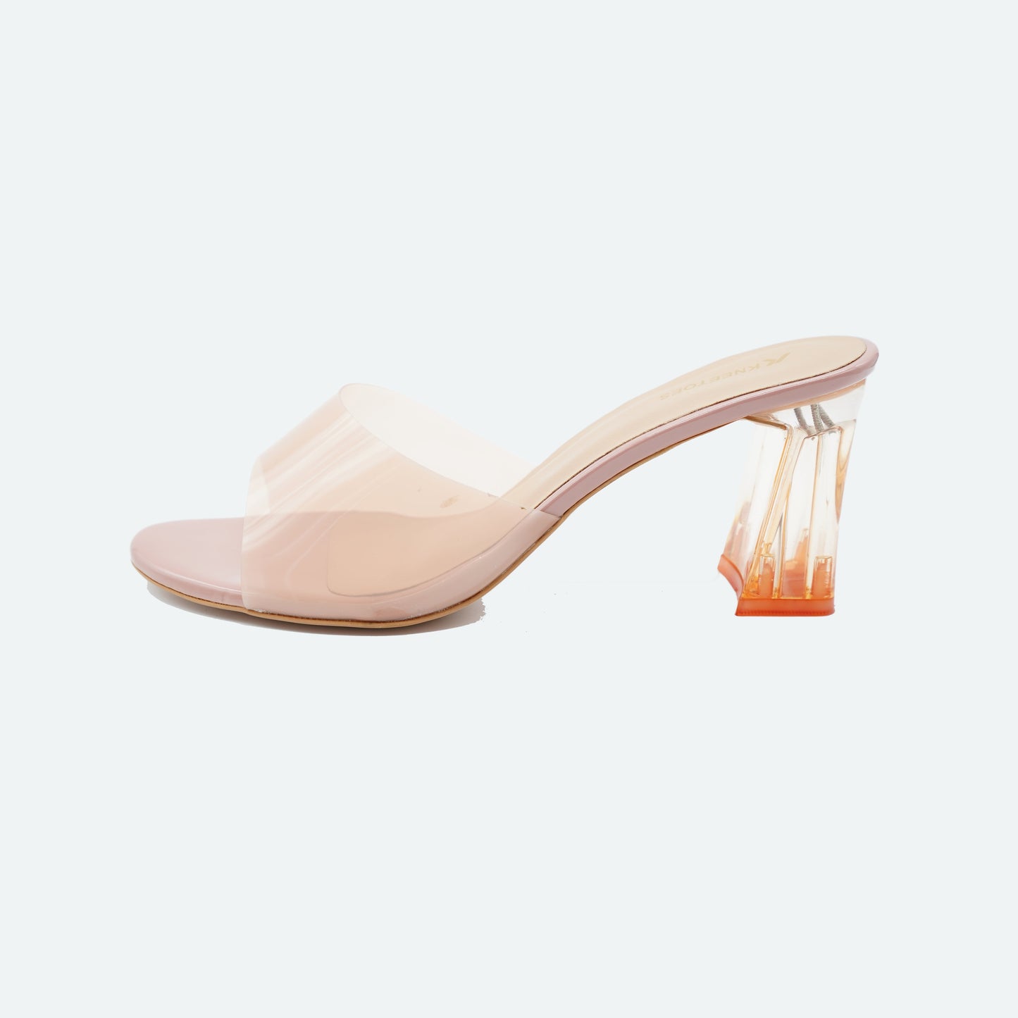 Elegant Transparent Peach Slipper featuring Peep toe Design for Party wear