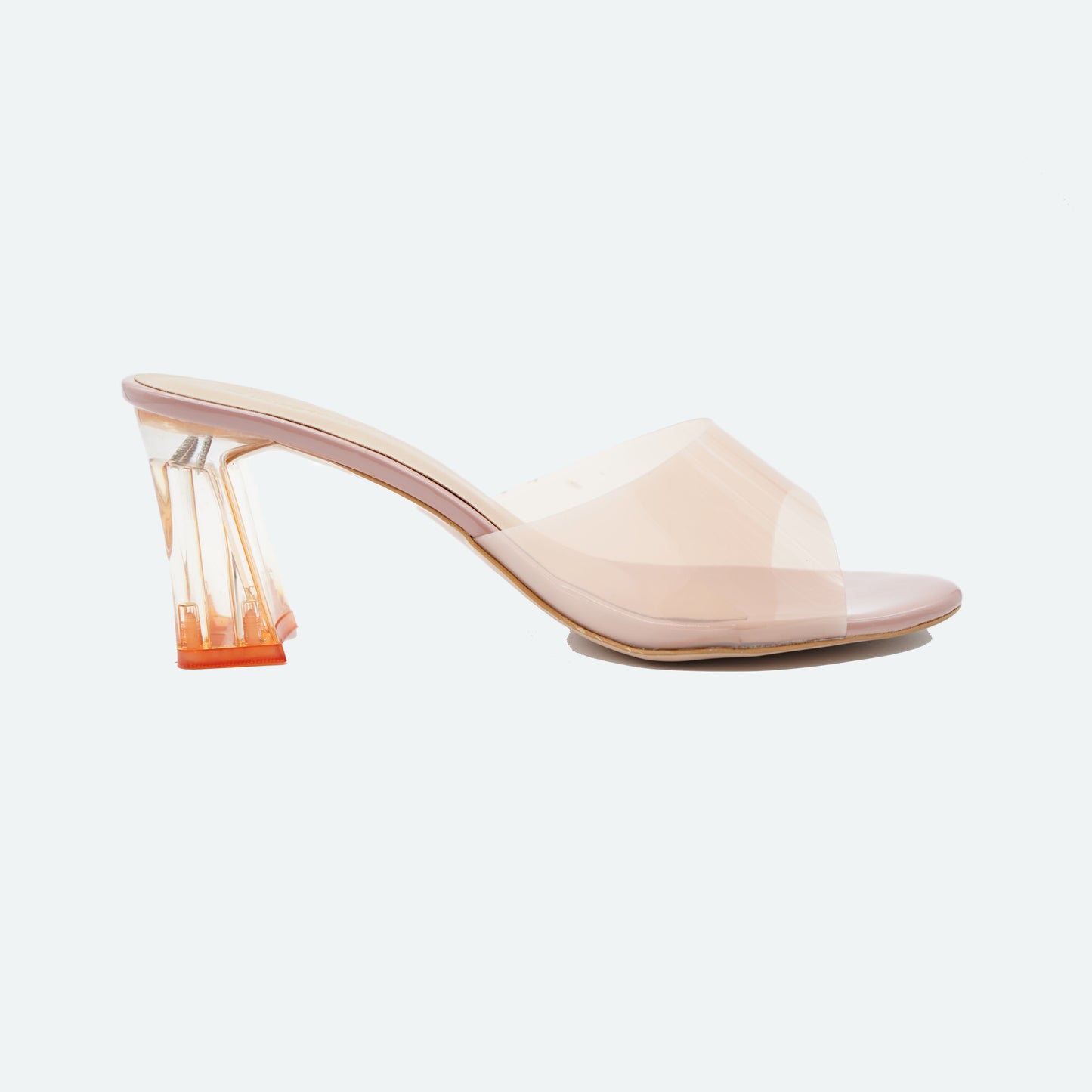 Elegant Transparent Peach Slipper featuring Peep toe Design for Party wear