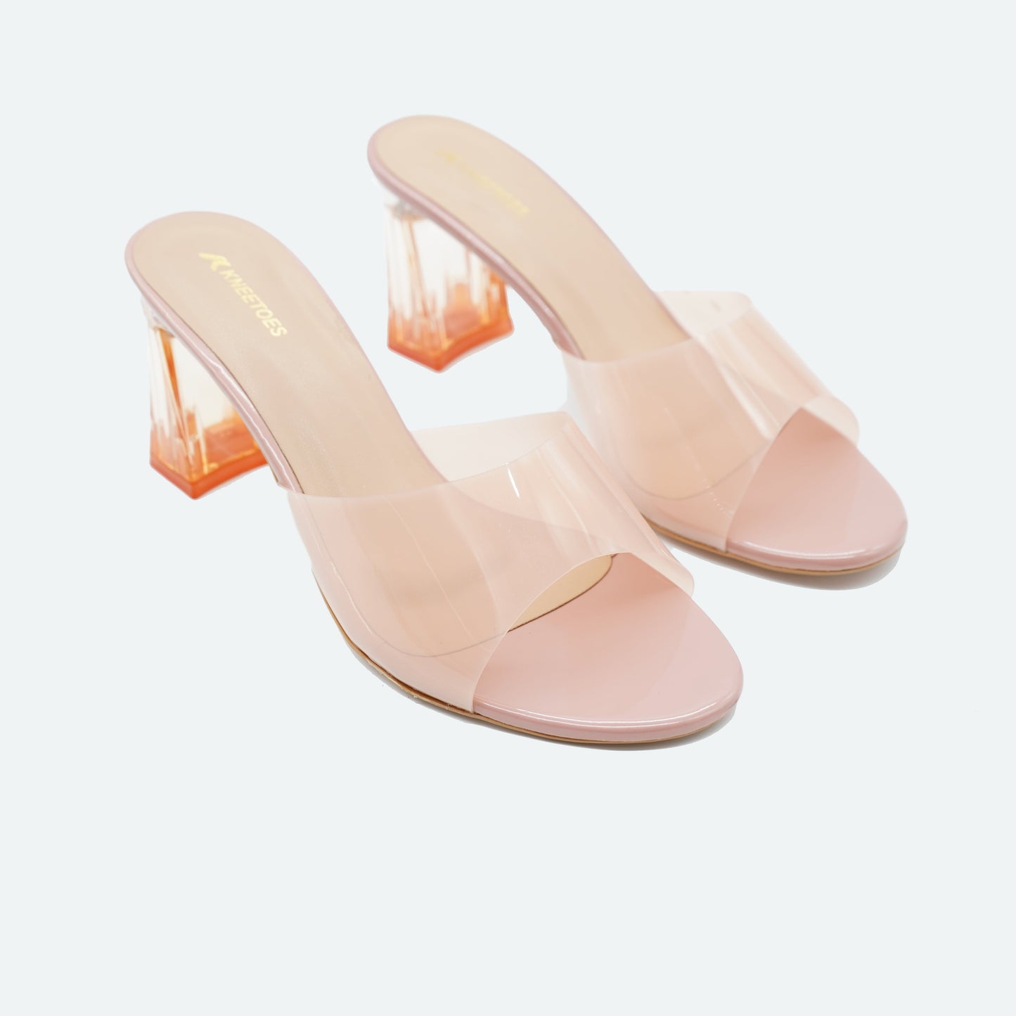 Elegant Transparent Peach Slipper featuring Peep toe Design for Party wear