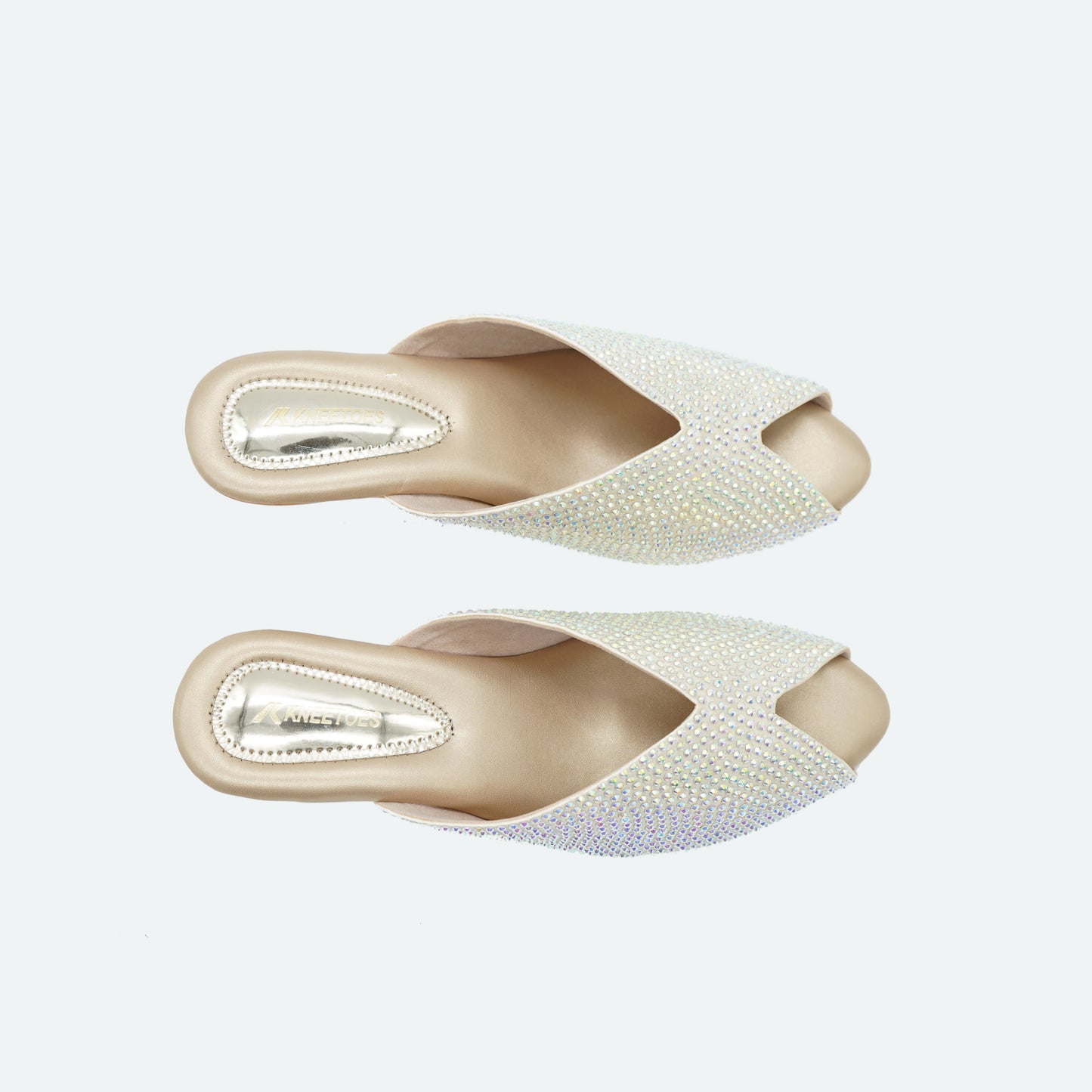 Sophisticated Glitter Gold Slipper with Closed toe Design for Wedding wear