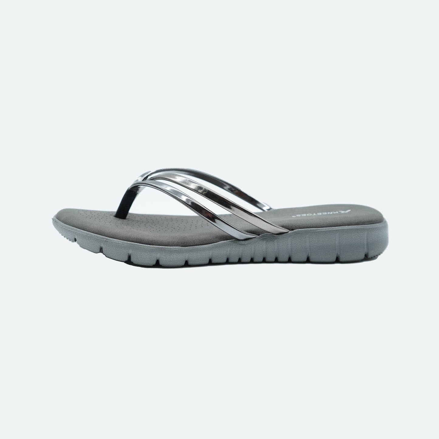 Sleek Glossy finish Black Slipper featuring Toe strap Design for Everyday casual