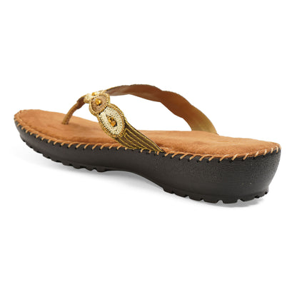 Snazzy Zari Antique Flat Sliders For Everyday Casuals