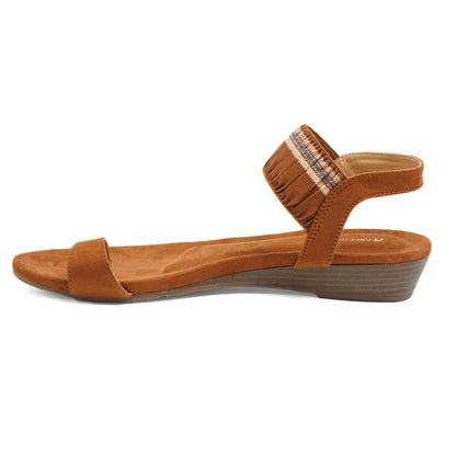 Classic Light Weight Tan Low Platform Sandals For Everyday Casuals