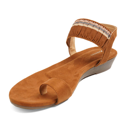 Classic Light Weight Tan Low Platform Sandals For Everyday Casuals