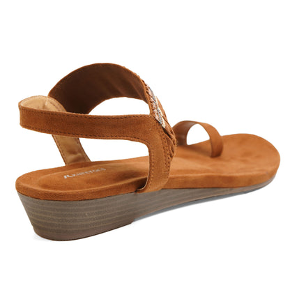 Classic Light Weight Tan Low Platform Sandals For Everyday Casuals