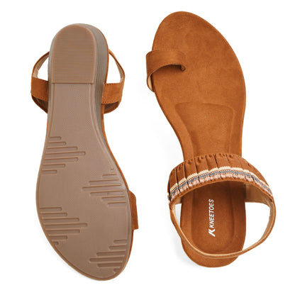 Classic Light Weight Tan Low Platform Sandals For Everyday Casuals