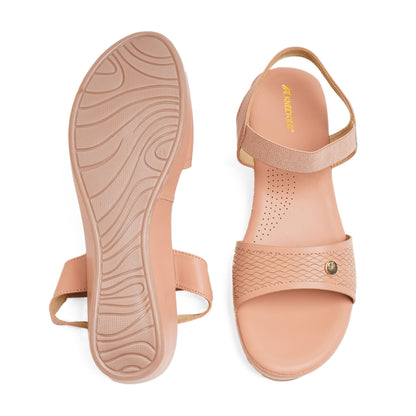 Classic Comfort sole Peach Low Platform Sandals For Everyday Casuals